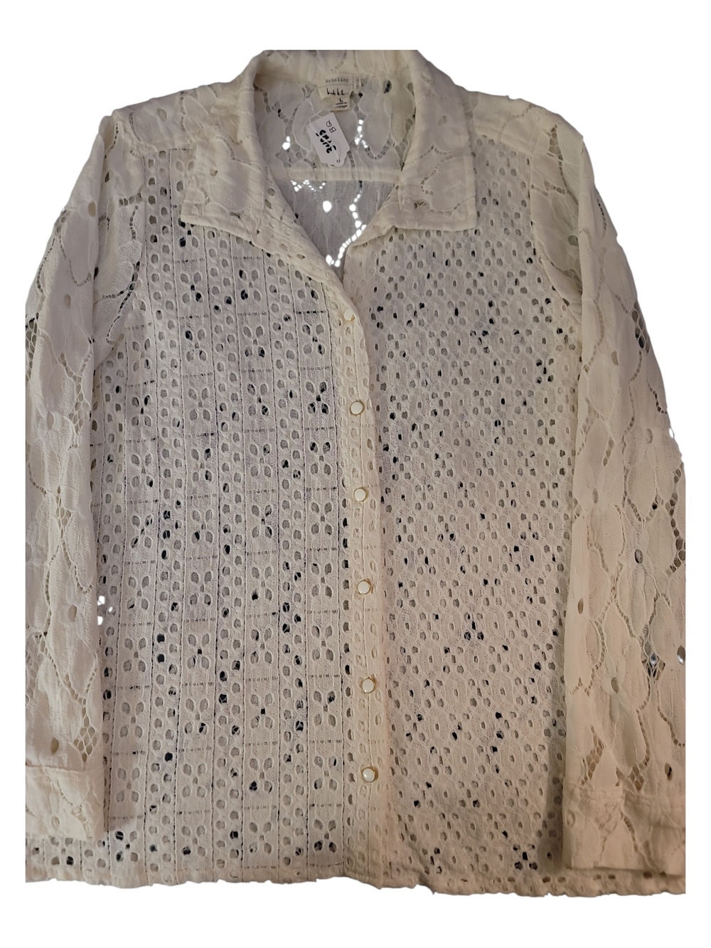 Nicole Miller Cream Lace Button-Down Shirt